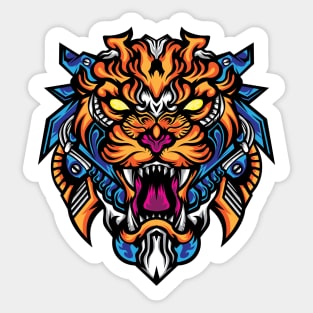 Cool Mecha Style Tiger Sticker